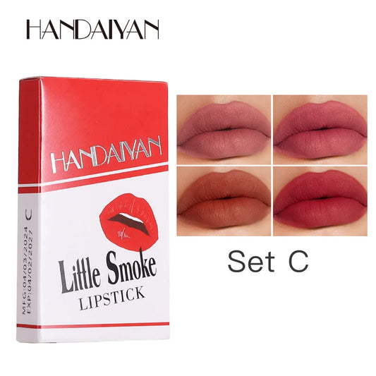 Creative Cigarette Lipstick Set 4 Colors Matte Long Lasting Waterproof Matt Lip Stick Tube Nude Red Lips Makeup